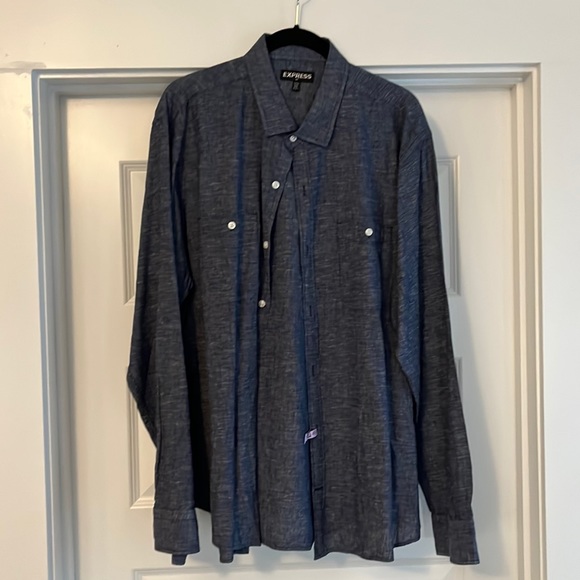 Men’s Blue Express Button Up - Picture 1 of 2